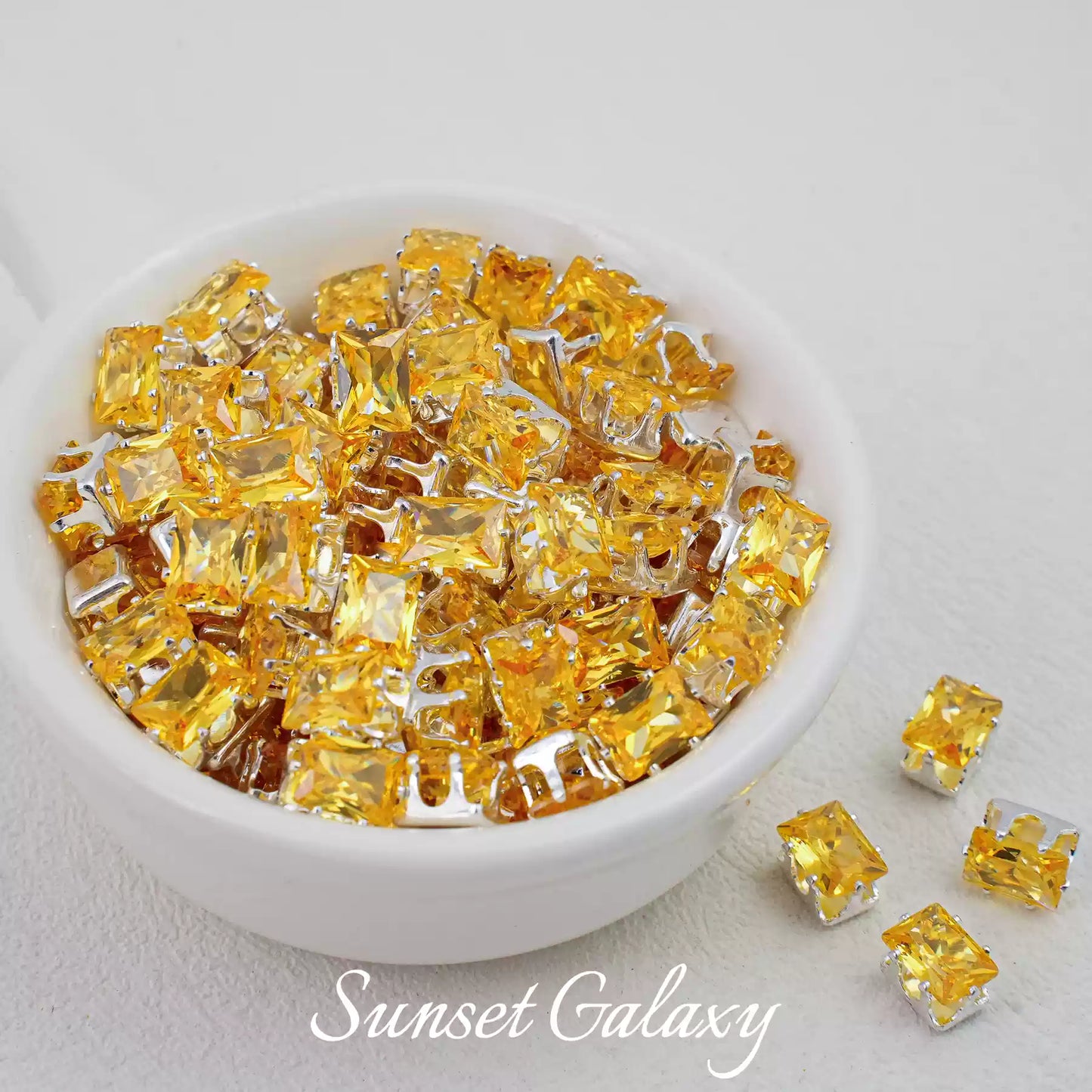 【CF 5 * 7 Rectangle 】 18k gold rectangular multi section zircon claw drill handmade DIY material bead bracelet accessory