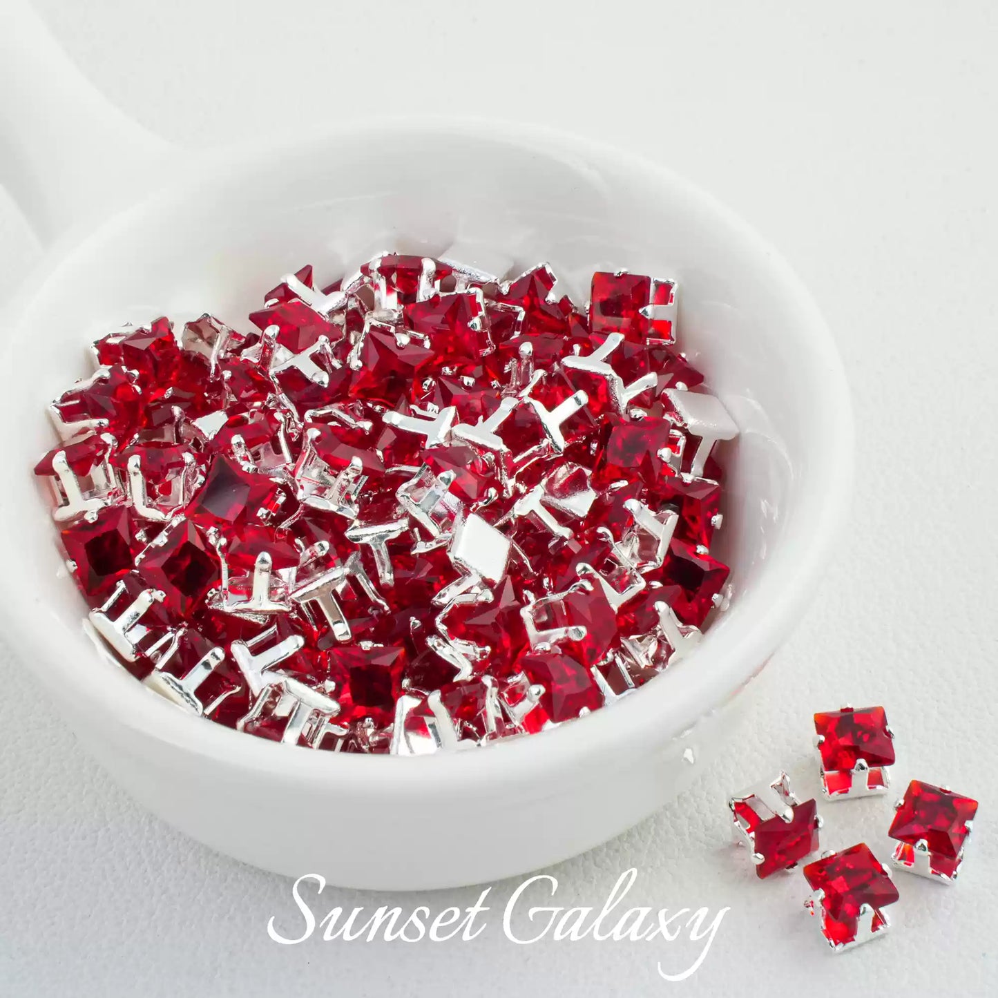 【 Card 5 Square 】 Silver Bottom Zircon Claw Diamond Gold Plated Beads Handmade DIY Bracelet Clothing Bead Accessories Material