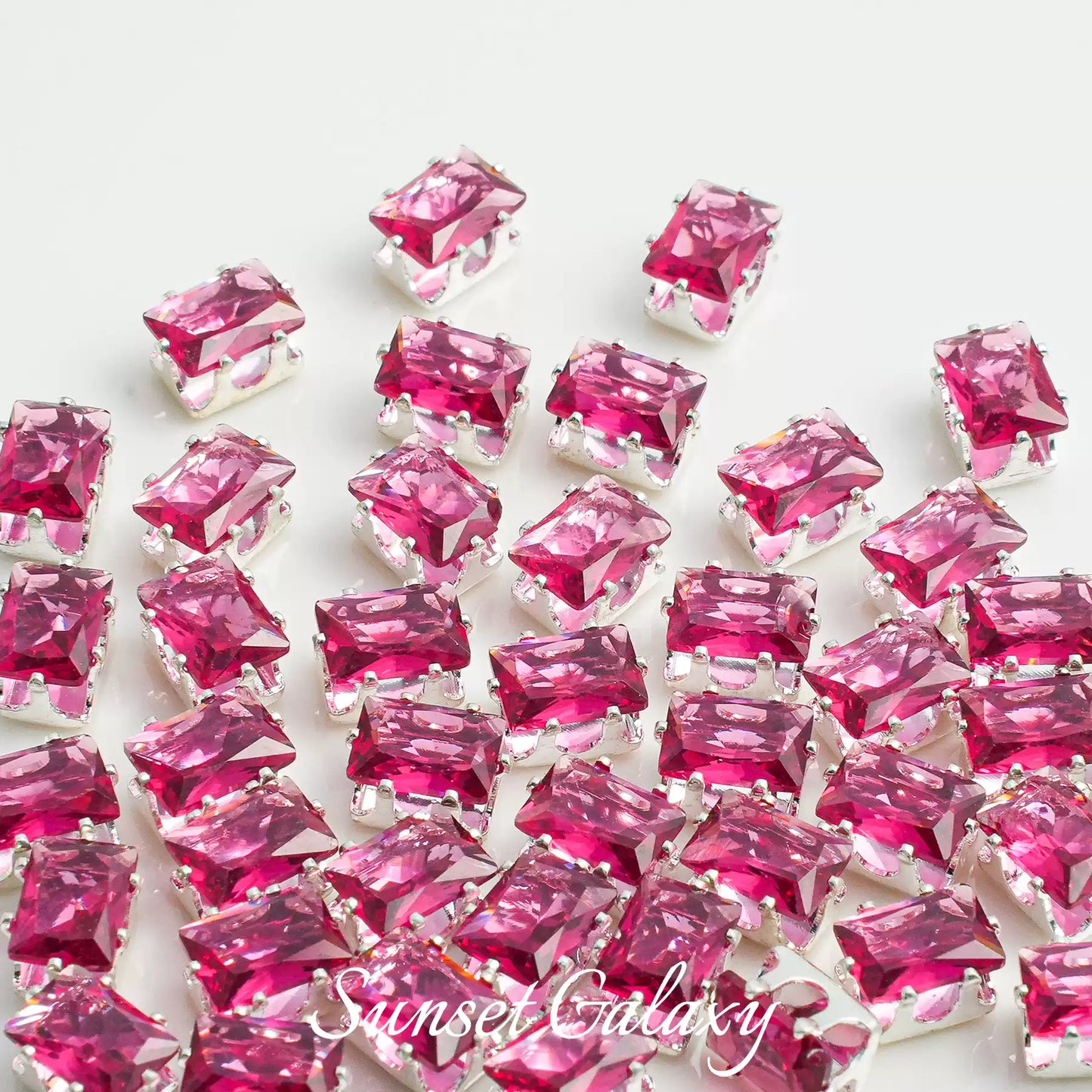 【CF 5 * 7 Rectangle 】 18k gold rectangular multi section zircon claw drill handmade DIY material bead bracelet accessory