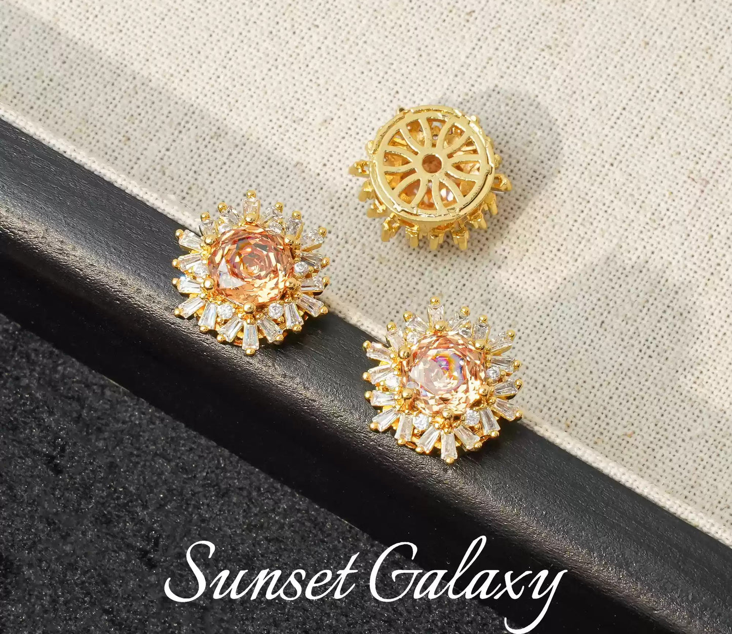 18k Sunflower Zircon Rose Cutting Full Zirconia Accessories Handmade DIY Bead Bracelet Necklace Accessories Materials