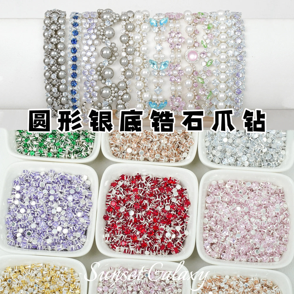 【Y 2/3/4/6 Round Zirconia Silver Bottom Claw Diamond 】 Zirconia Loose Bead Color Preserving DIY Handmade Bead Material Bracelet Accessories