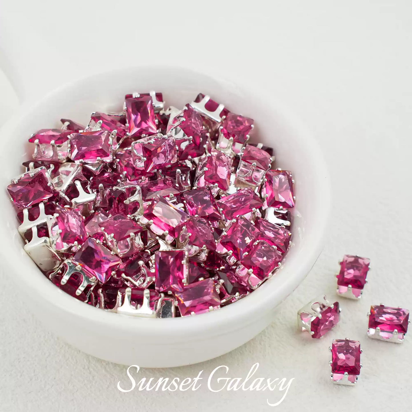 【CF 5 * 7 Rectangle 】 18k gold rectangular multi section zircon claw drill handmade DIY material bead bracelet accessory