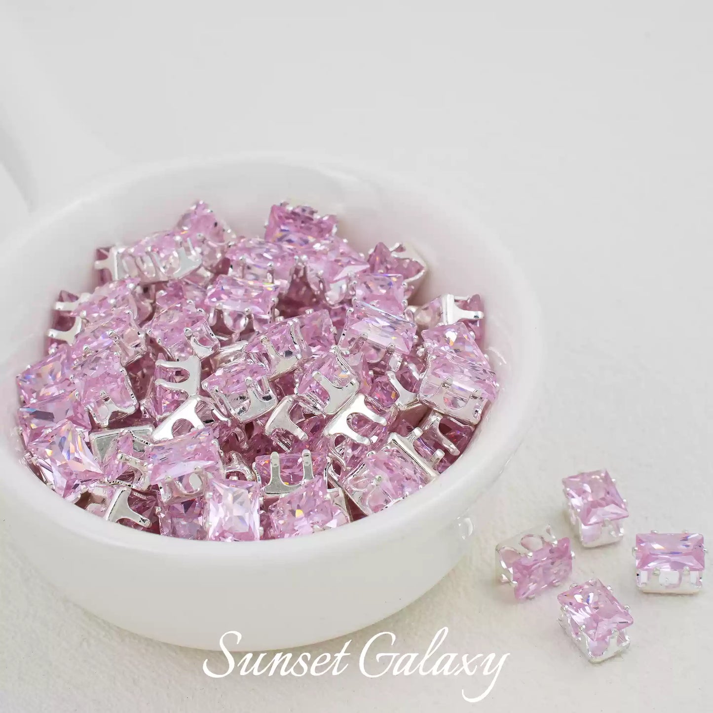 【CF 5 * 7 Rectangle 】 18k gold rectangular multi section zircon claw drill handmade DIY material bead bracelet accessory