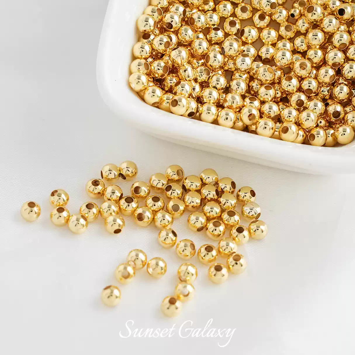 GZ 14k18k Package Gold Color Preserved Round Beads Gold Beads Separated Beads Loose Beads Handmade DIY Bead Bracelet Necklace Accessories