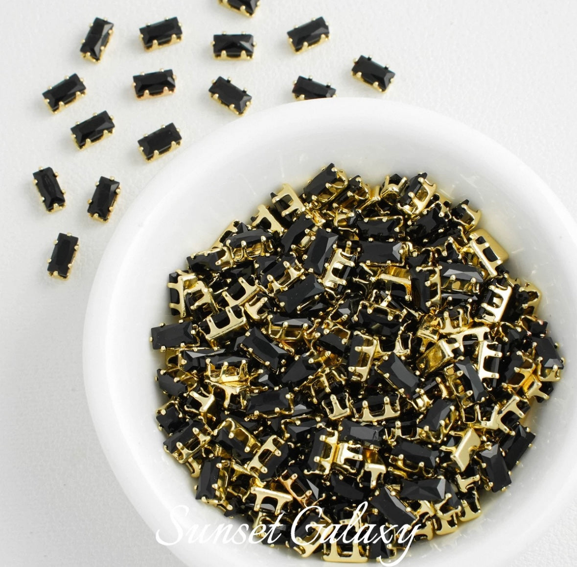 [CF Rectangular] 18k gold-plated rhinestone separated bead zircon reverse claw drill handmade DIY material bead bracelet accessory