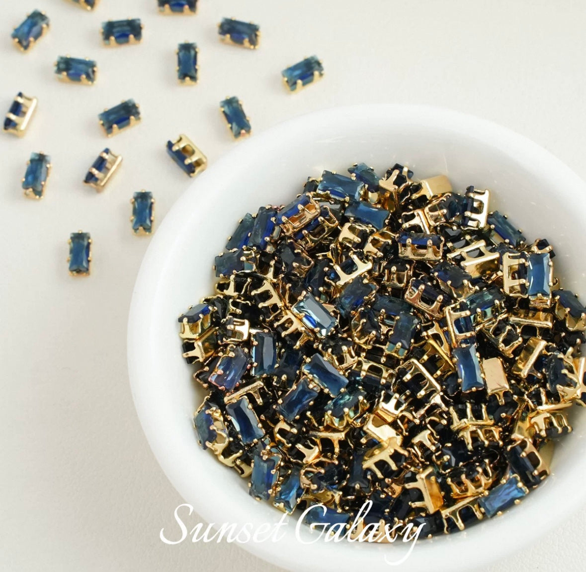 [CF Rectangular] 18k gold-plated rhinestone separated bead zircon reverse claw drill handmade DIY material bead bracelet accessory