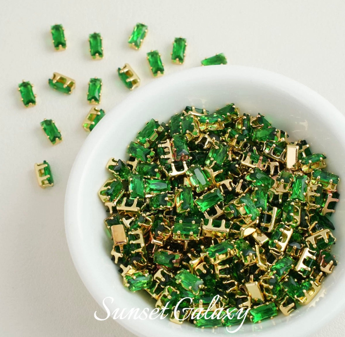[CF Rectangular] 18k gold-plated rhinestone separated bead zircon reverse claw drill handmade DIY material bead bracelet accessory