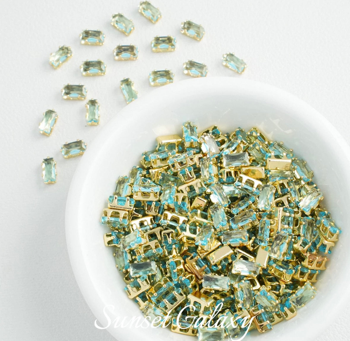 [CF Rectangular] 18k gold-plated rhinestone separated bead zircon reverse claw drill handmade DIY material bead bracelet accessory