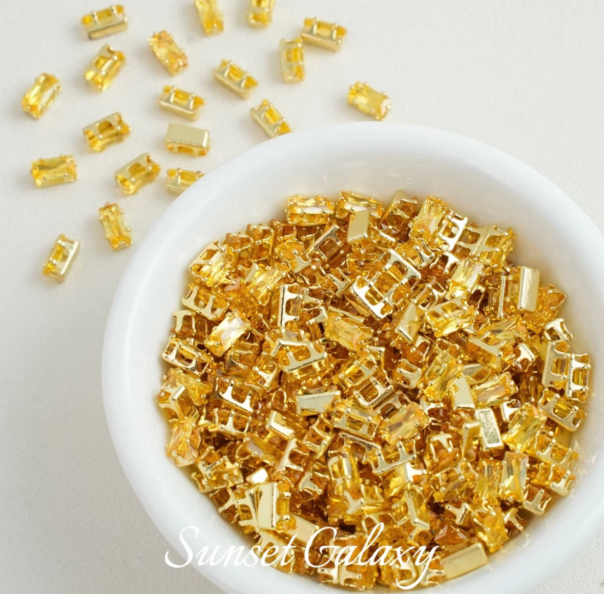 [CF Rectangular] 18k gold-plated rhinestone separated bead zircon reverse claw drill handmade DIY material bead bracelet accessory