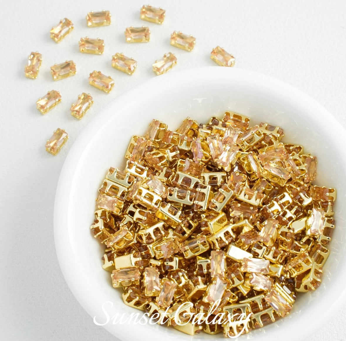 [CF Rectangular] 18k gold-plated rhinestone separated bead zircon reverse claw drill handmade DIY material bead bracelet accessory