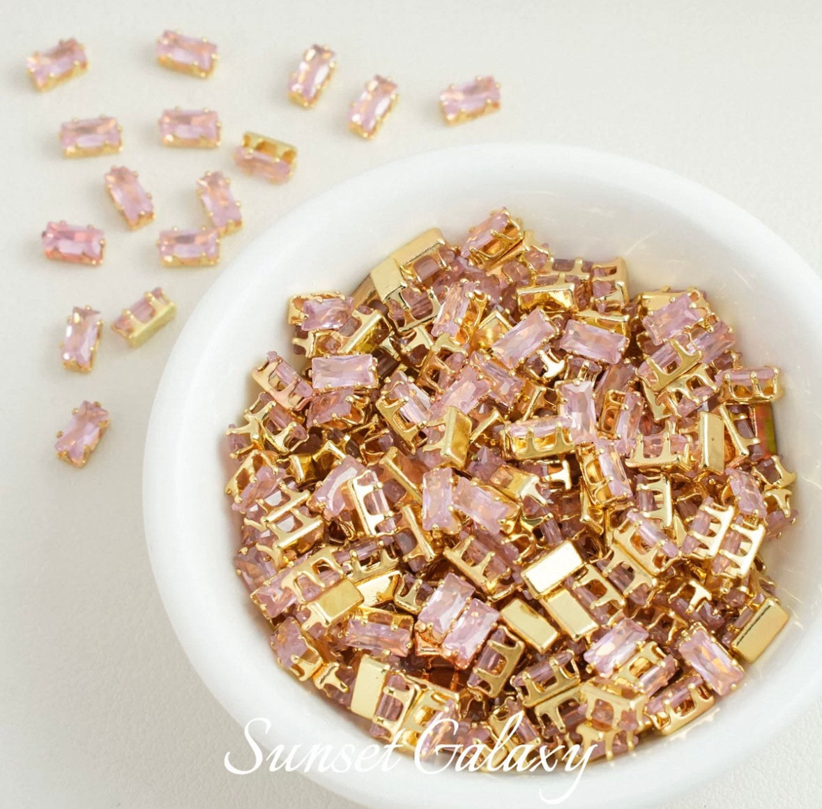 [CF Rectangular] 18k gold-plated rhinestone separated bead zircon reverse claw drill handmade DIY material bead bracelet accessory