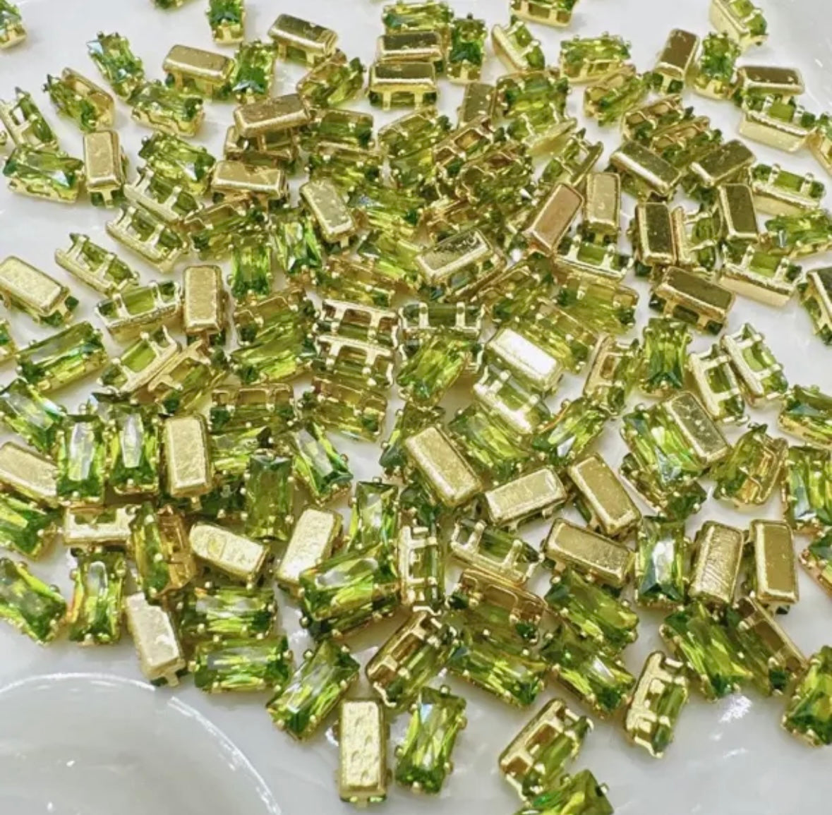 [CF Rectangular] 18k gold-plated rhinestone separated bead zircon reverse claw drill handmade DIY material bead bracelet accessory
