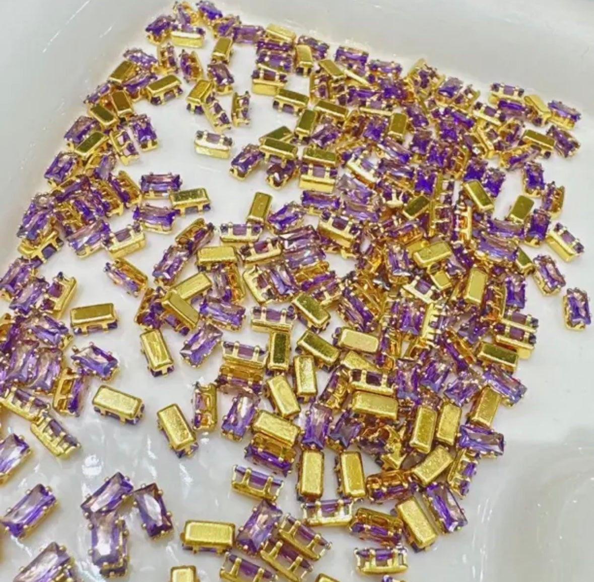 [CF Rectangular] 18k gold-plated rhinestone separated bead zircon reverse claw drill handmade DIY material bead bracelet accessory