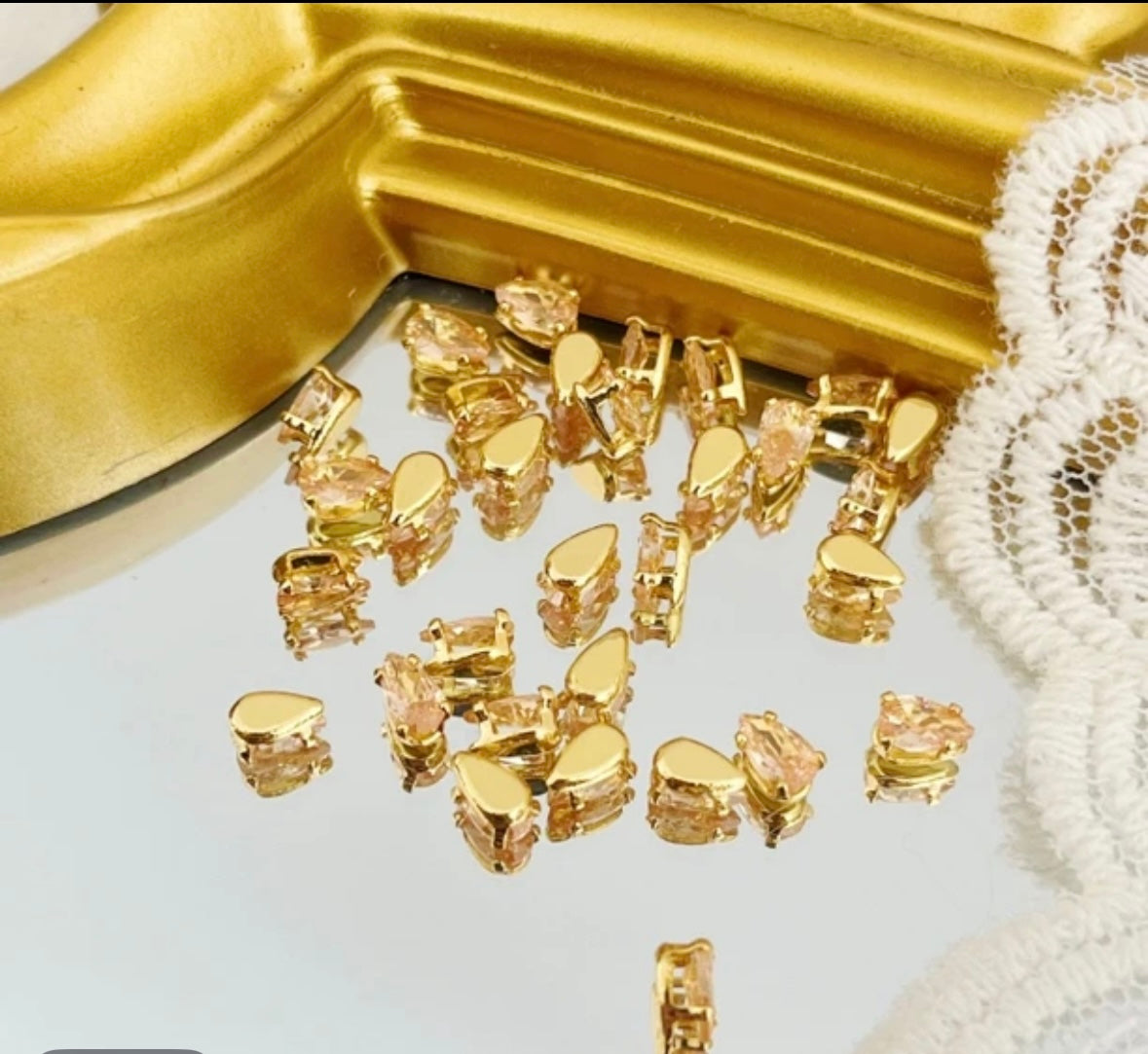 【ShuiDI Water Drop Silver Bottom 4× 6 】 Color Preserved Zircon Claw Diamond Beads Handmade DIY Bracelet Necklace Beads Clothing Material Accessories