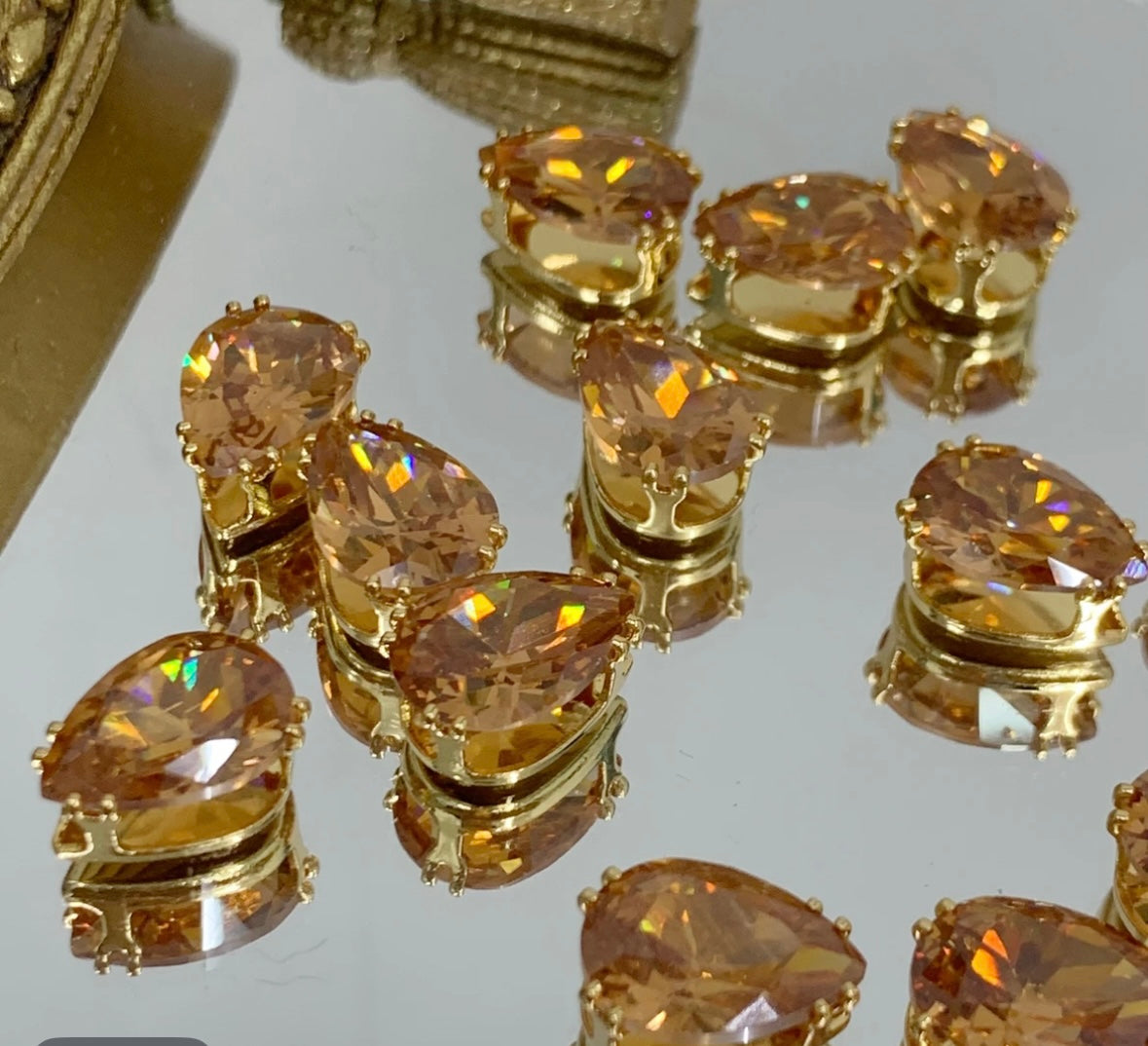 【ShuiDI Water Drop Silver Bottom 4× 6 】 Color Preserved Zircon Claw Diamond Beads Handmade DIY Bracelet Necklace Beads Clothing Material Accessories