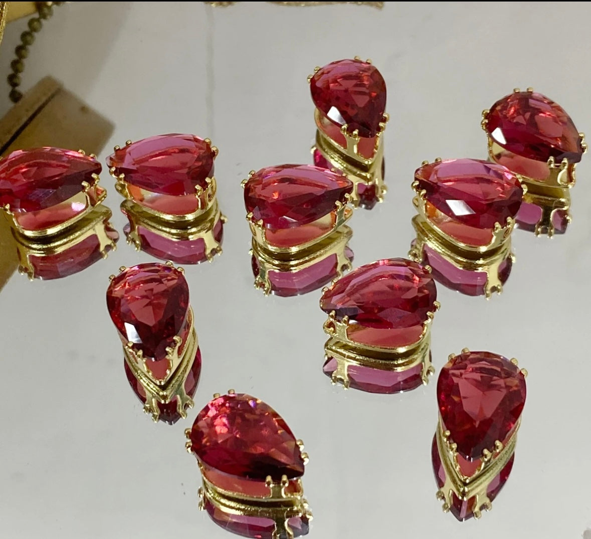 【ShuiDI Water Drop Silver Bottom 4× 6 】 Color Preserved Zircon Claw Diamond Beads Handmade DIY Bracelet Necklace Beads Clothing Material Accessories