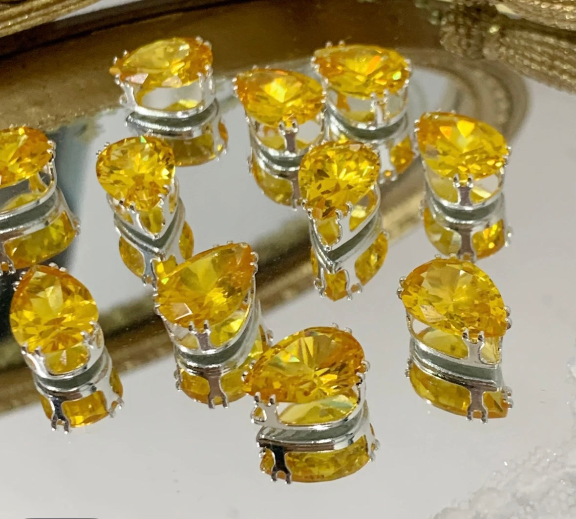 【ShuiDI Water Drop Silver Bottom 4× 6 】 Color Preserved Zircon Claw Diamond Beads Handmade DIY Bracelet Necklace Beads Clothing Material Accessories