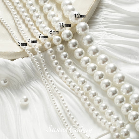 Imitation pearl through-hole round bead scattered bead bracelet necklace handmade DIY jewelry accessories