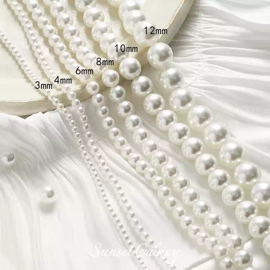 Imitation pearl through-hole round bead scattered bead bracelet necklace handmade DIY jewelry accessories