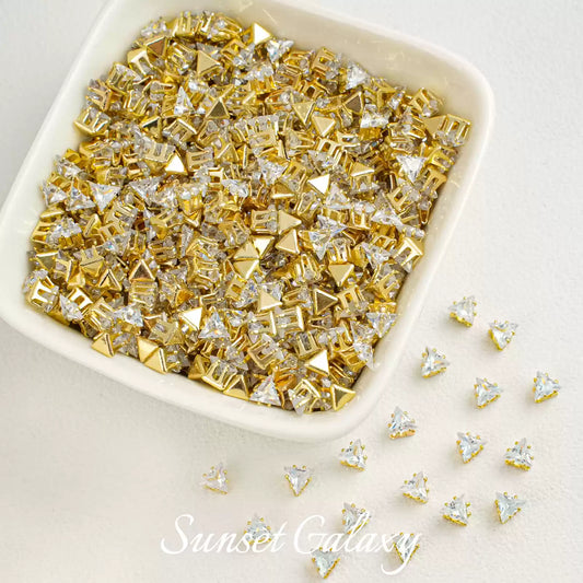 【 SJ 4'5'6mm Triangle 】 18k Multi faceted Zirconia Drill Claw Drill Barrier Bead Handmade DIY Bead Material Bracelet Accessories