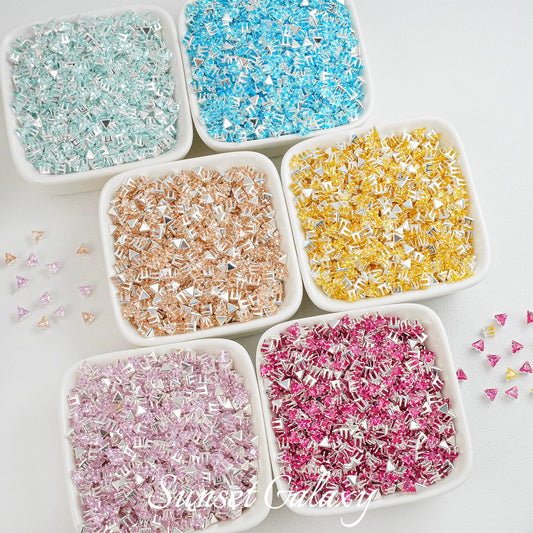 【 SJ 4'5'6mm Triangle 】 18k Multi faceted Zirconia Drill Claw Drill Barrier Bead Handmade DIY Bead Material Bracelet Accessories