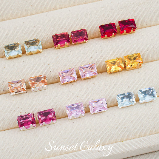 【CF 5 * 7 Rectangle 】 18k gold rectangular multi section zircon claw drill handmade DIY material bead bracelet accessory