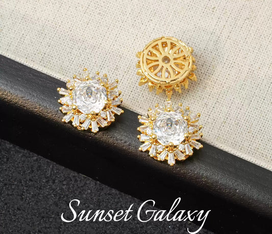 18k Sunflower Zircon Rose Cutting Full Zirconia Accessories Handmade DIY Bead Bracelet Necklace Accessories Materials